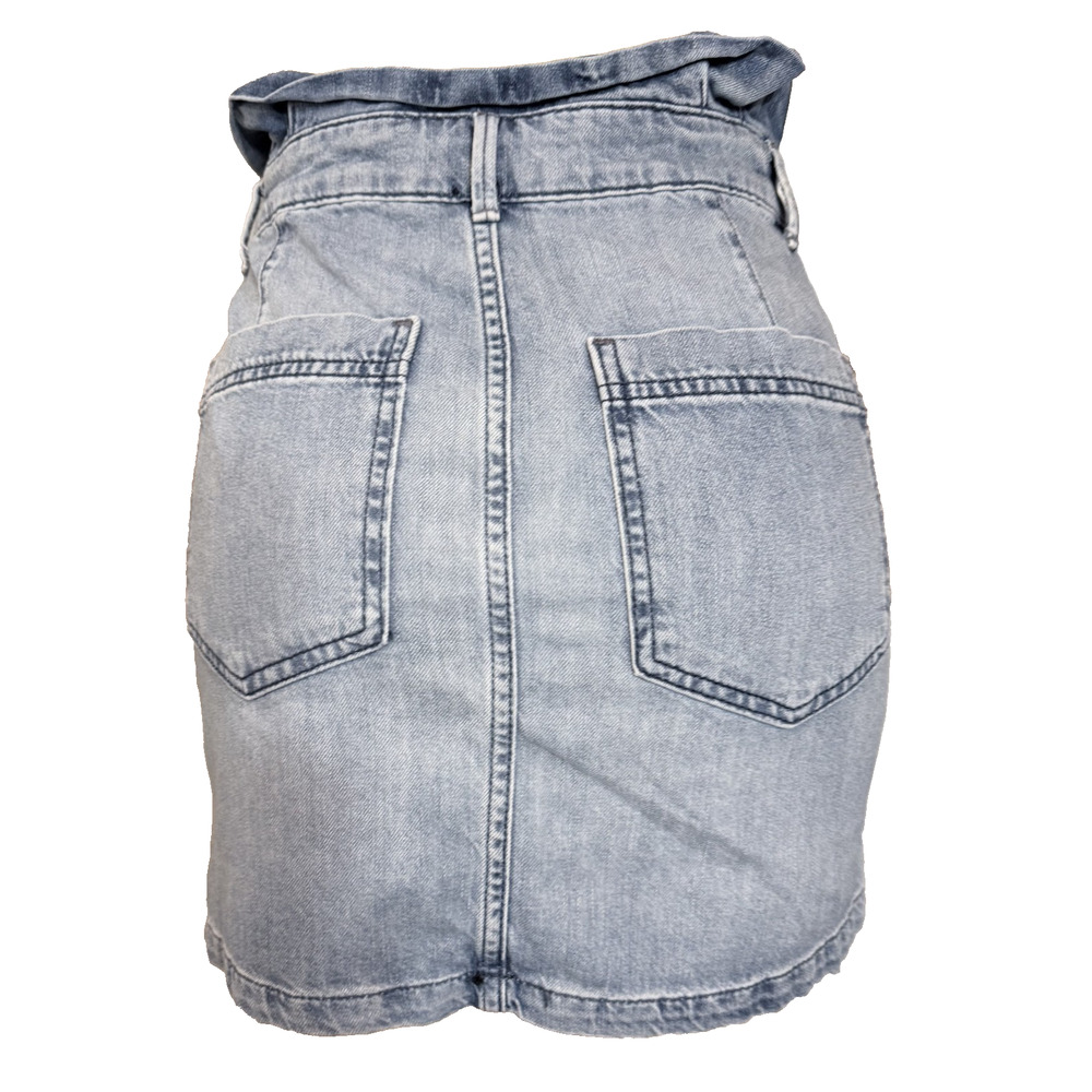 Free People Denim Paperbag Waist Mini Skirt Womens M Blue High Rise NWOT - Picture 4 of 8